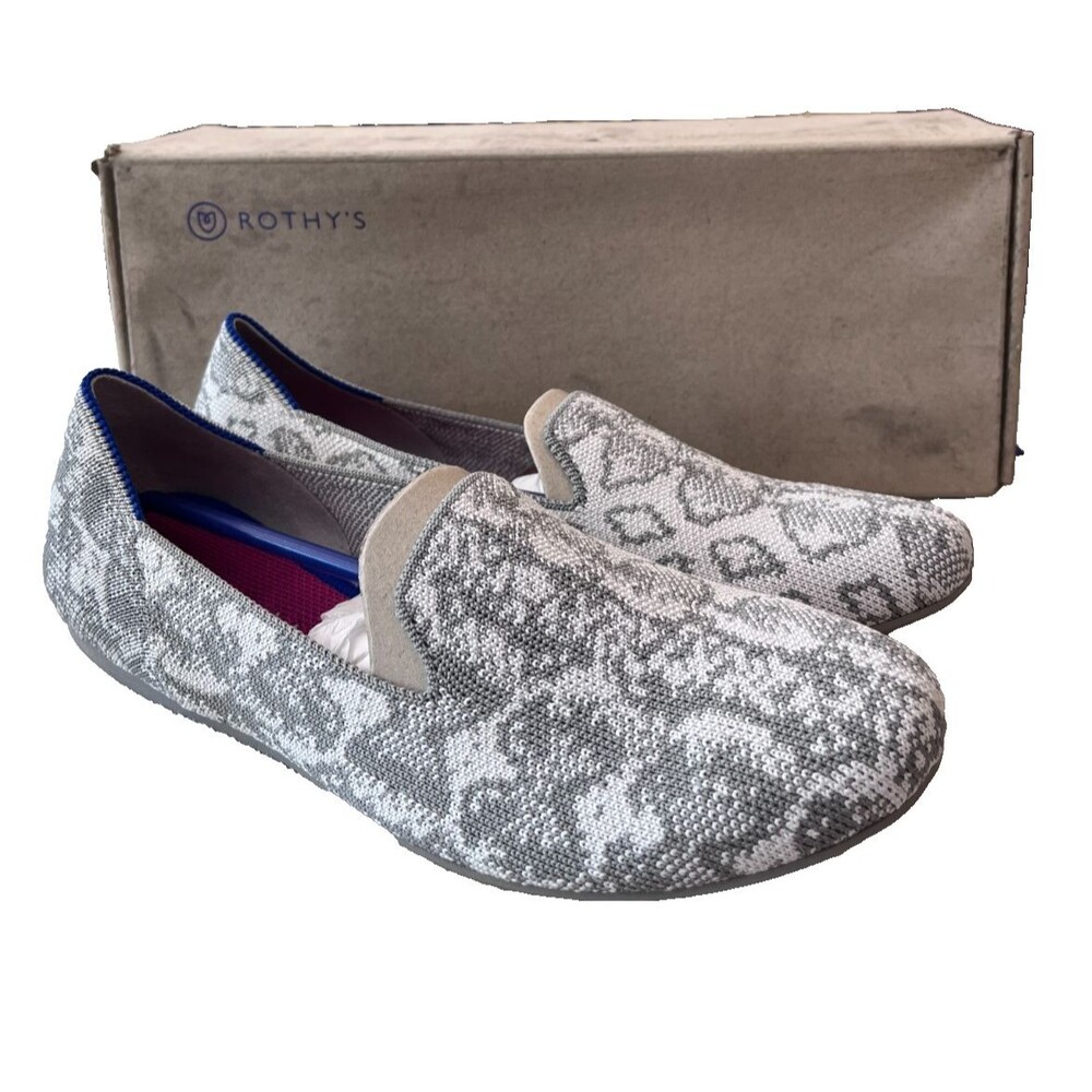 Rothy's The Loafer NEW Size 7.5 Grey Snake 003-150 Flats Round Toe Womens